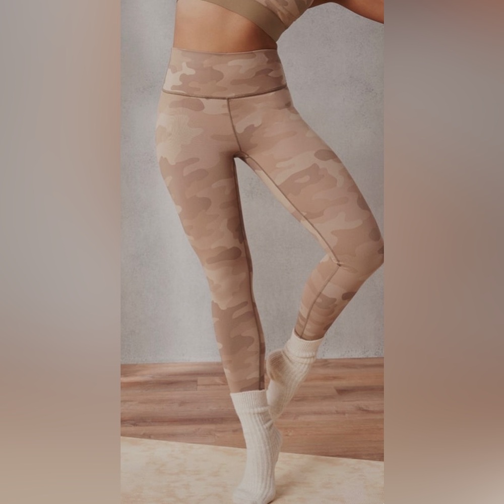 Fabletics Beige Camouflaged High-Waisted Leggings, XS